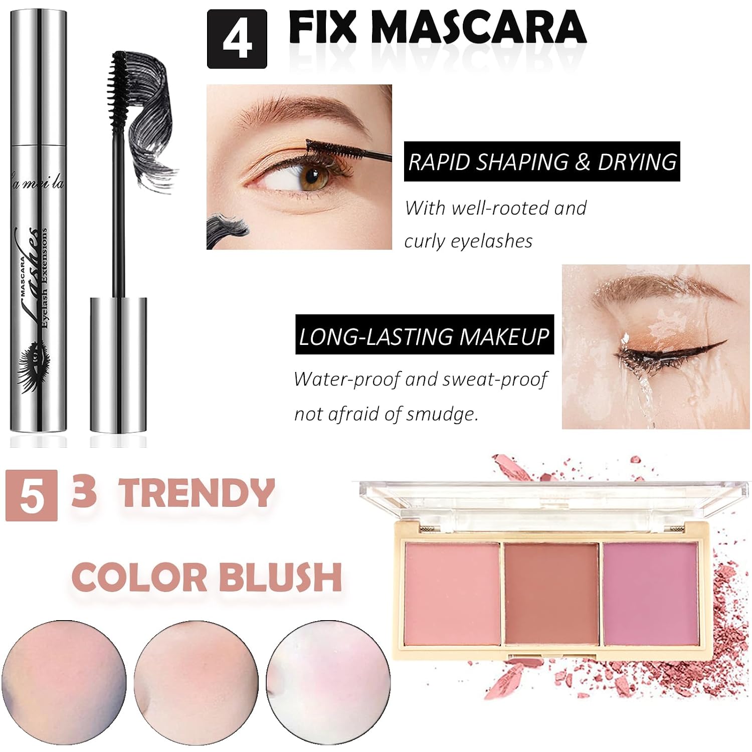 SET DE MAQUILLAJE QIONG 14 PIEZAS CON PALETA DE SOMBRAS 12 TONOS SHIMMER - 4