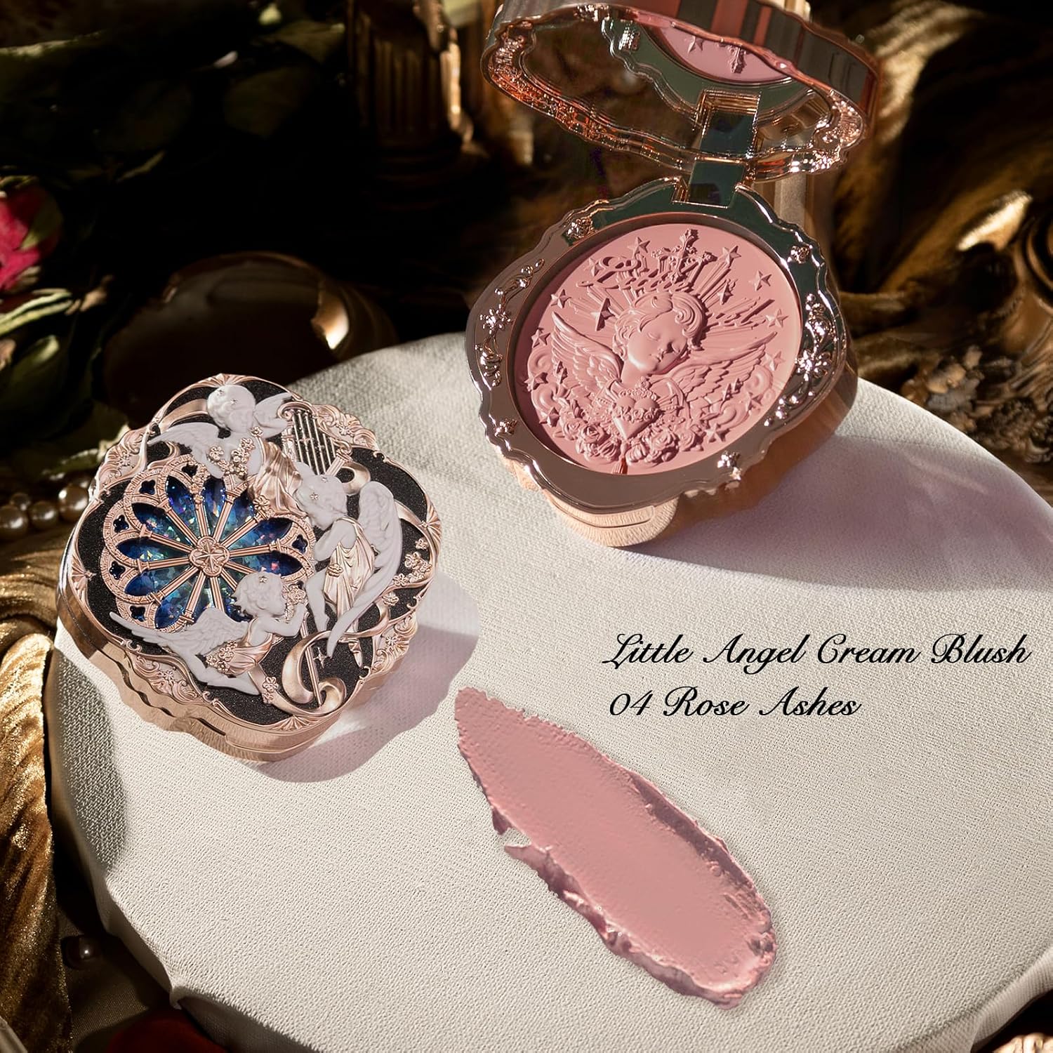 SET DE MAQUILLAJE FLOWER KNOWS LITTLE ANGEL BLUSH CREMA 04 ROSE ASHES Y LIP GLOSS SWAN BALLET B04 SILVER MOON - 3