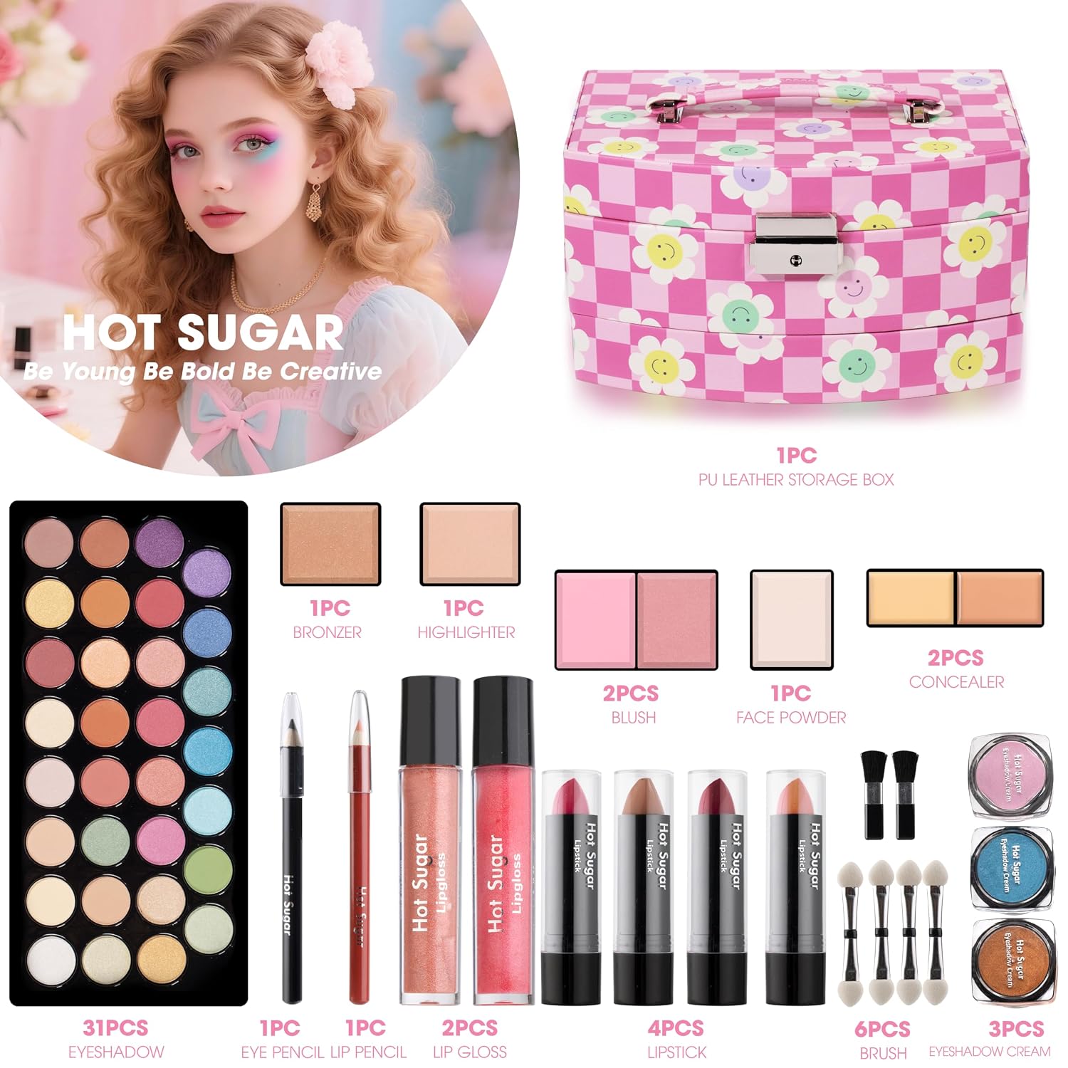 SET DE MAQUILLAJE HOT SUGAR GIRLS DELUXE FLORAL PARA ADOLESCENTES - 2