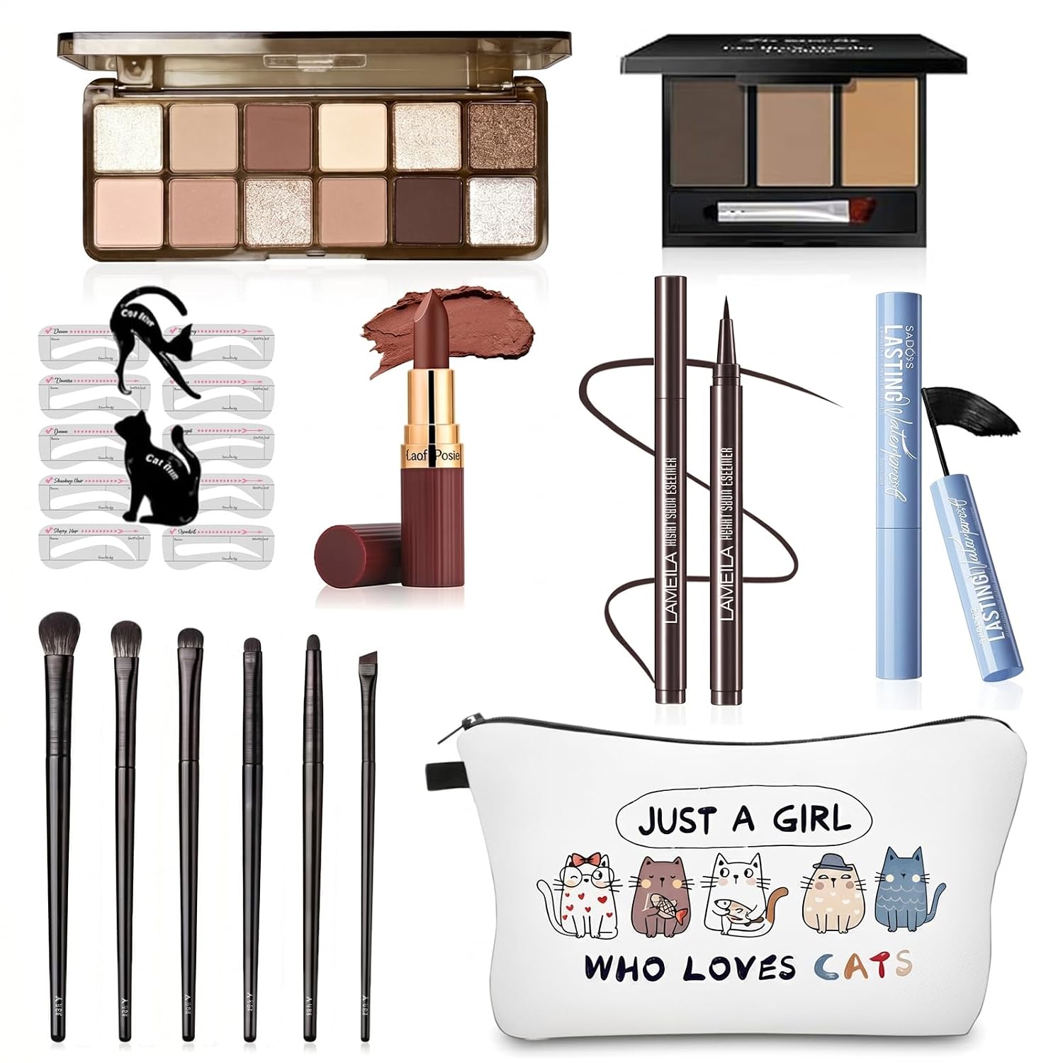 SET DE MAQUILLAJE QIONG 10 TONOS PARA AMANTES DE GATOS - 1