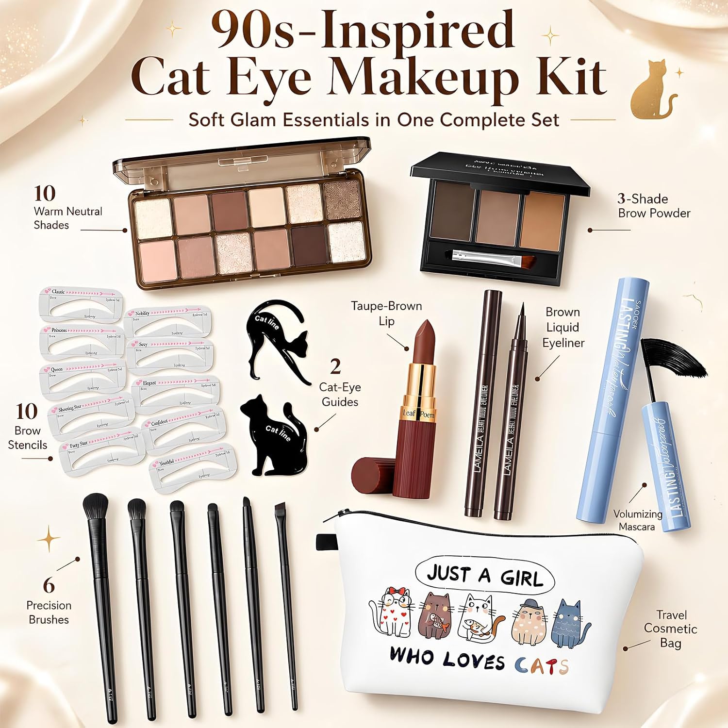 SET DE MAQUILLAJE QIONG 10 TONOS PARA AMANTES DE GATOS - 2