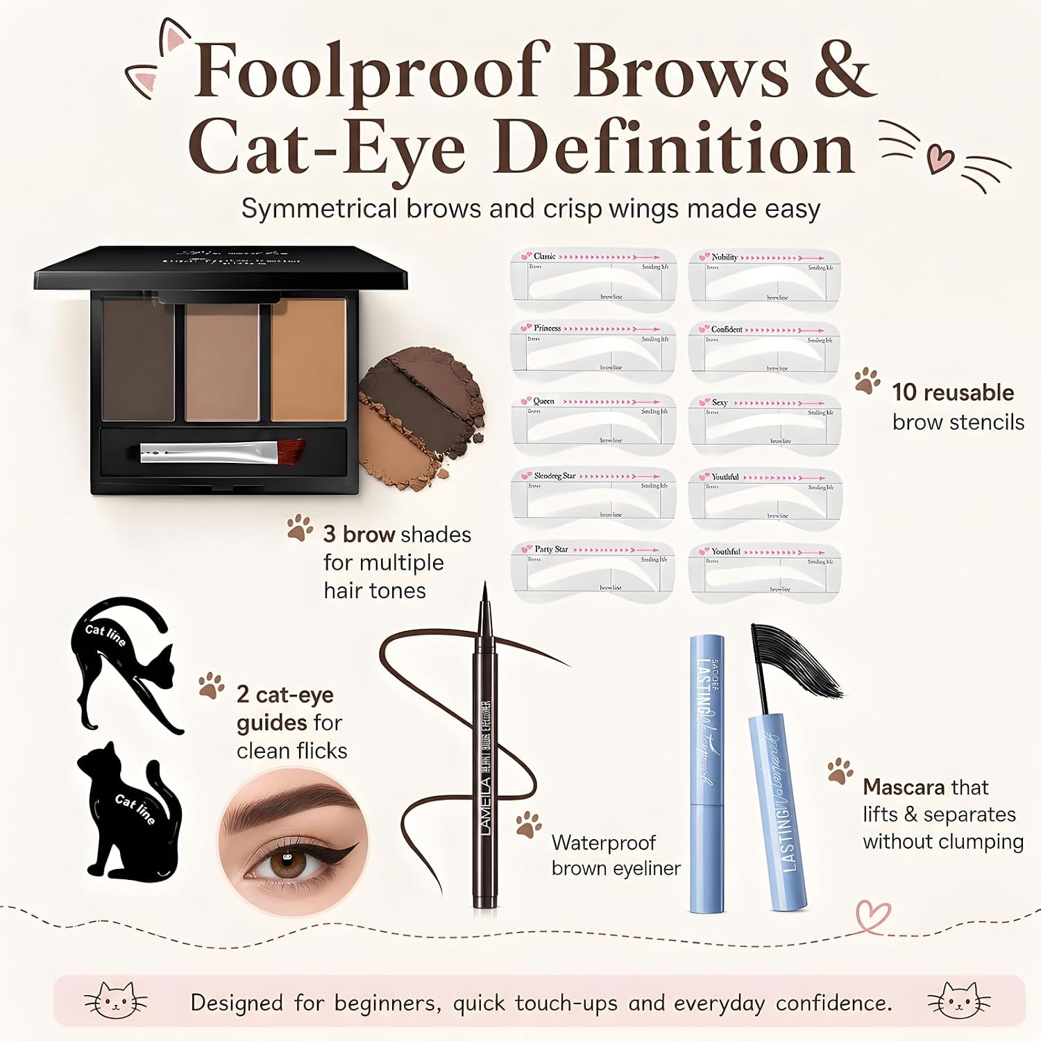 SET DE MAQUILLAJE QIONG 10 TONOS PARA AMANTES DE GATOS - 4