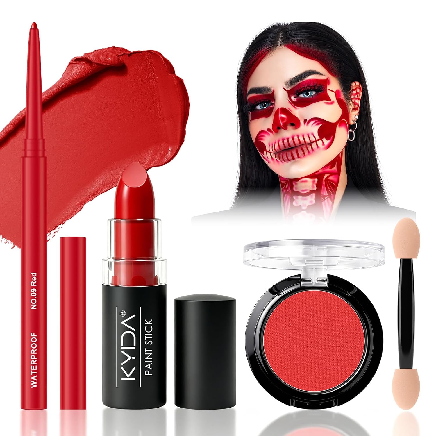 SET DE MAQUILLAJE KYDA RED GOTHIC CON LABIAL, DELINEADOR Y PALETA DE SOMBRAS - 1