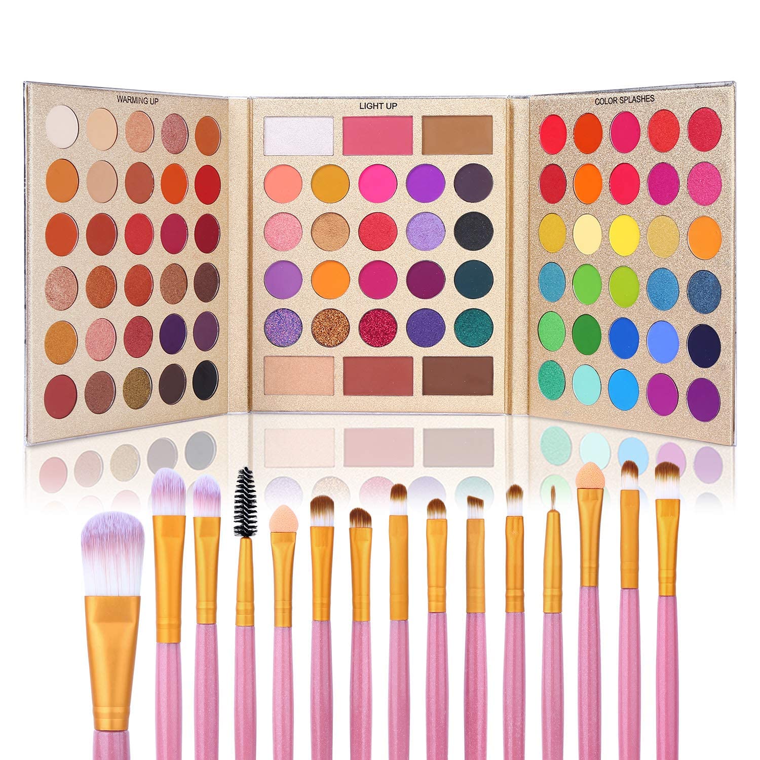 PALETA DE SOMBRAS DE OJOS UCANBE PROFESSIONAL 86 COLORES CON SET DE 15 BROCHAS - 1