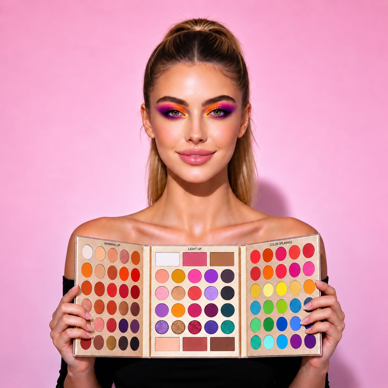 PALETA DE SOMBRAS DE OJOS UCANBE PROFESSIONAL 86 COLORES CON SET DE 15 BROCHAS - 2