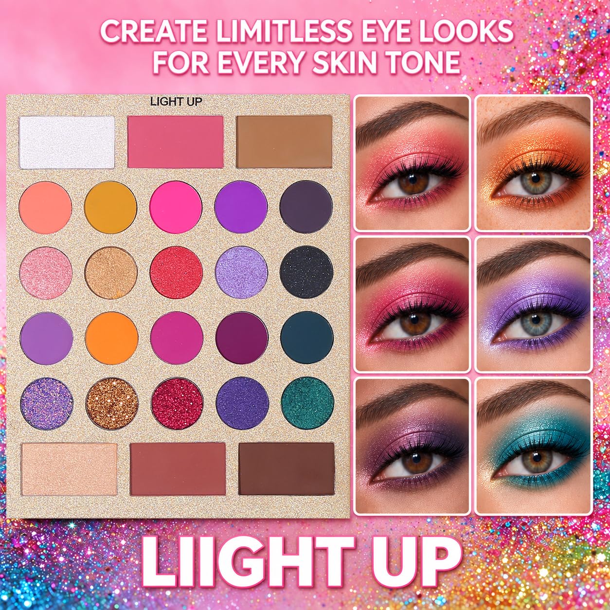 PALETA DE SOMBRAS DE OJOS UCANBE PROFESSIONAL 86 COLORES CON SET DE 15 BROCHAS - 4
