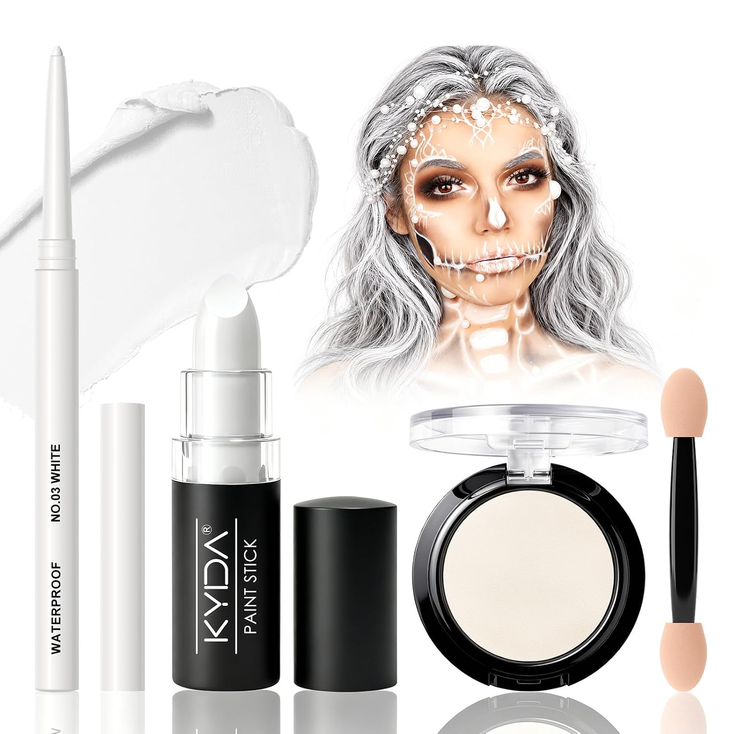 SET DE MAQUILLAJE KYDA WHITE GOTHIC PARA LABIOS Y OJOS - 1