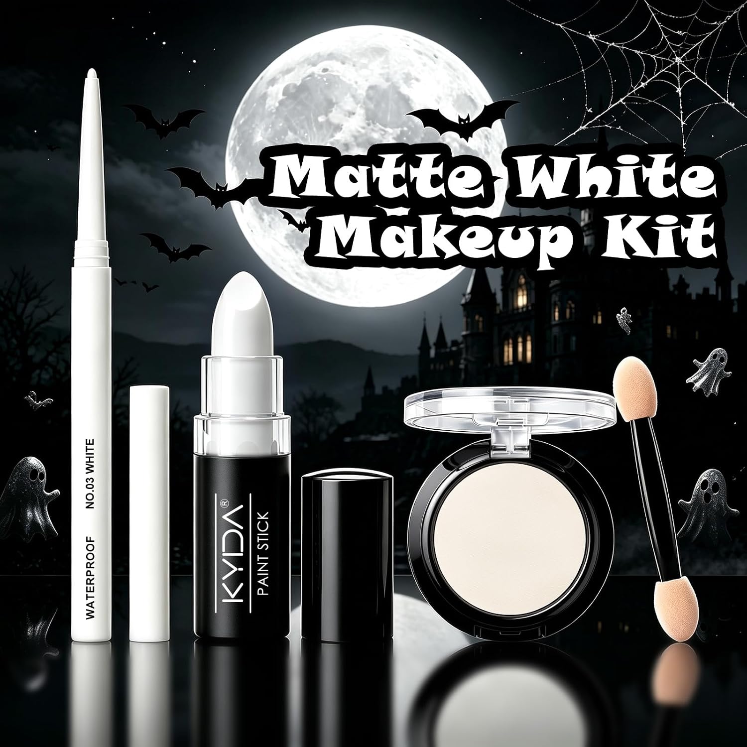 SET DE MAQUILLAJE KYDA WHITE GOTHIC PARA LABIOS Y OJOS - 3