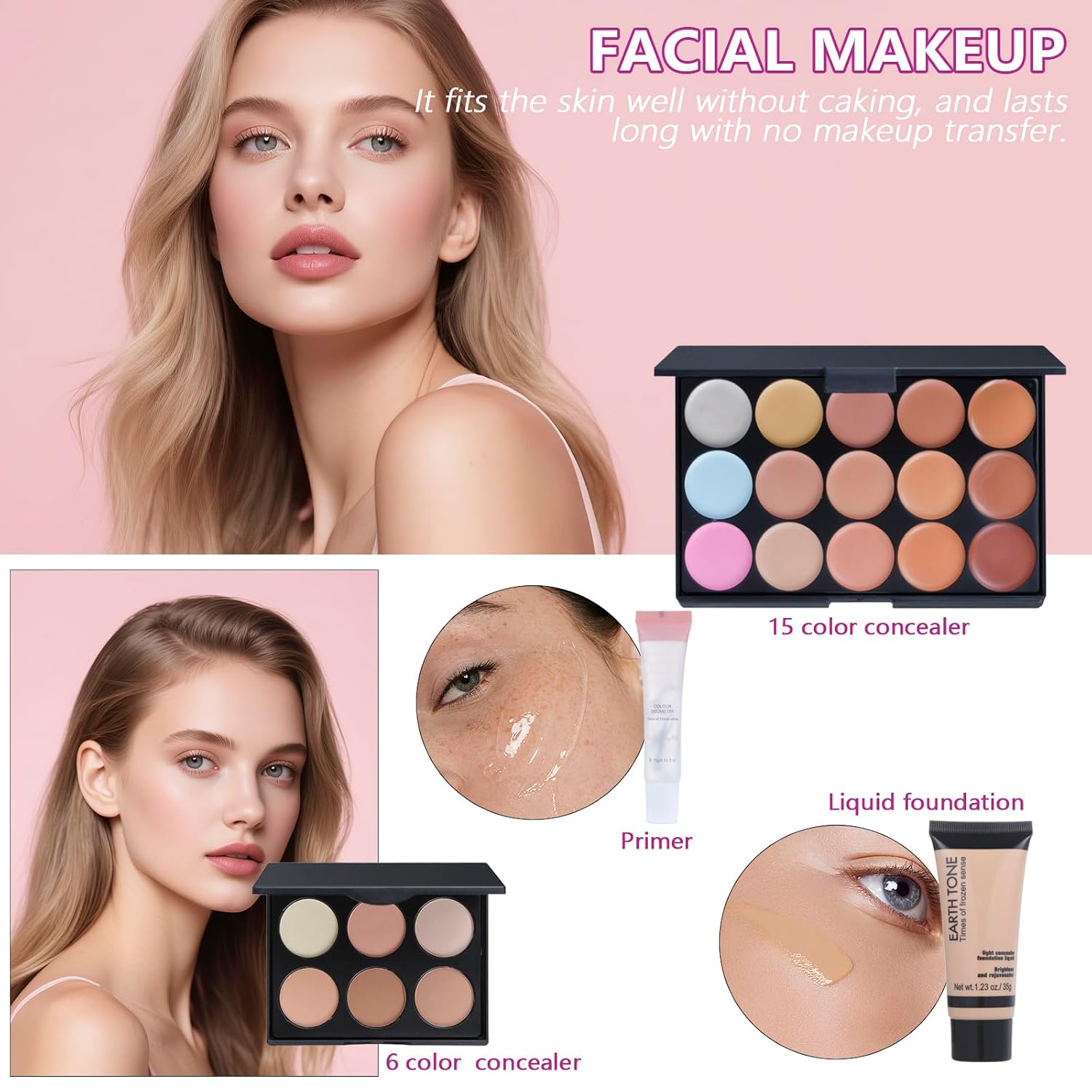 SET DE MAQUILLAJE MOOBIRLET COLORS 9 CON ESTUCHE ROSA Y 27 PRODUCTOS - 4