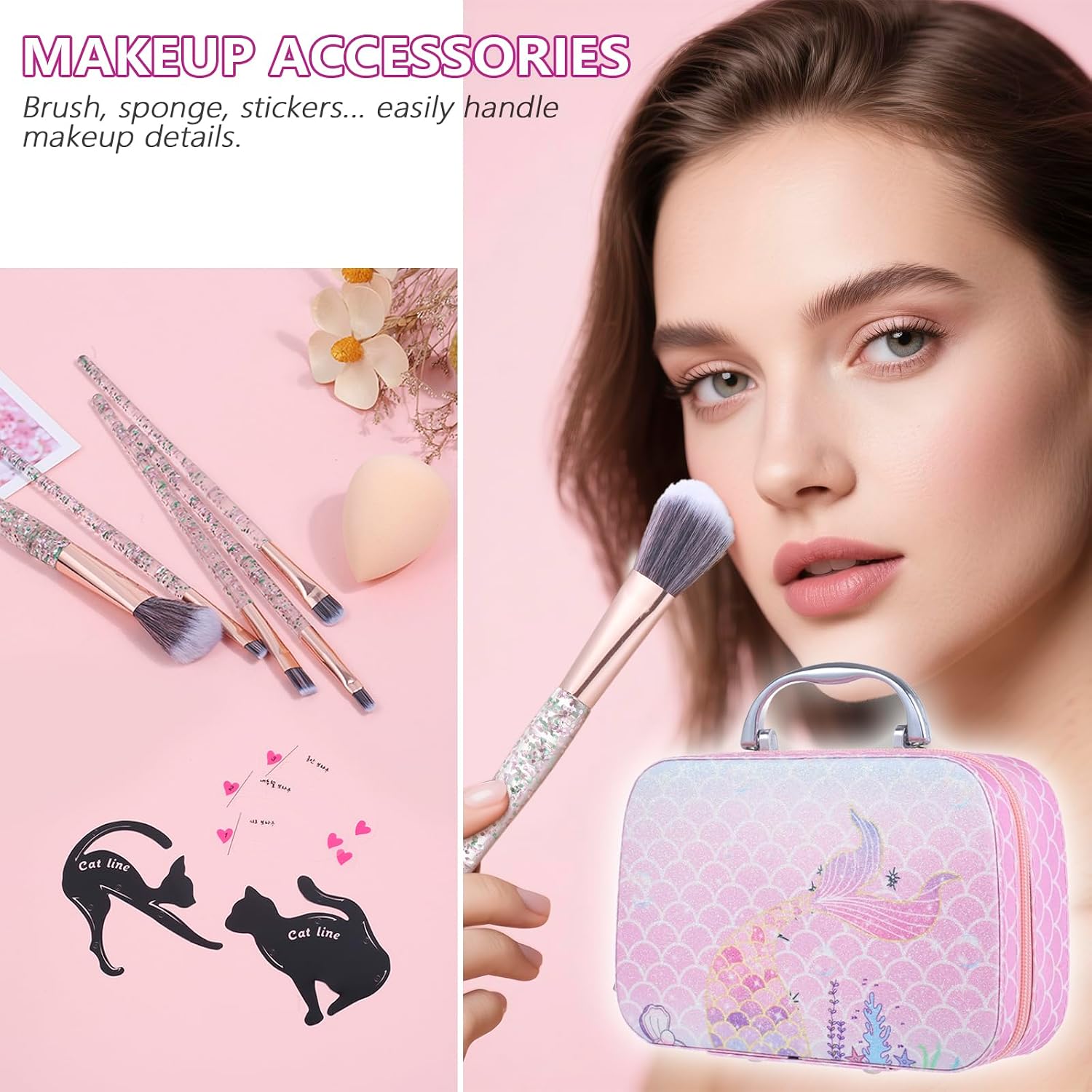 SET DE MAQUILLAJE MOOBIRLET COLORS 9 CON ESTUCHE ROSA Y 27 PRODUCTOS - 5