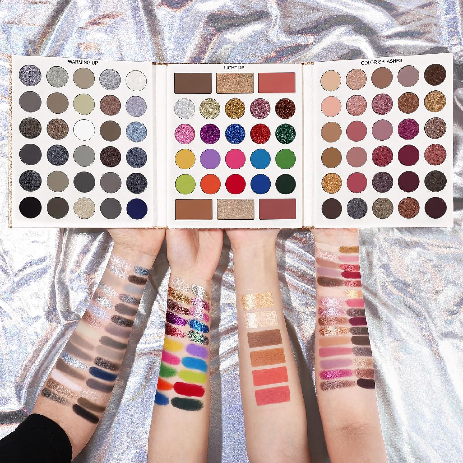 PALETA DE MAQUILLAJE UCANBE 86 COLORES CON 15 BROCHAS NEGRO Y GRIS - 5