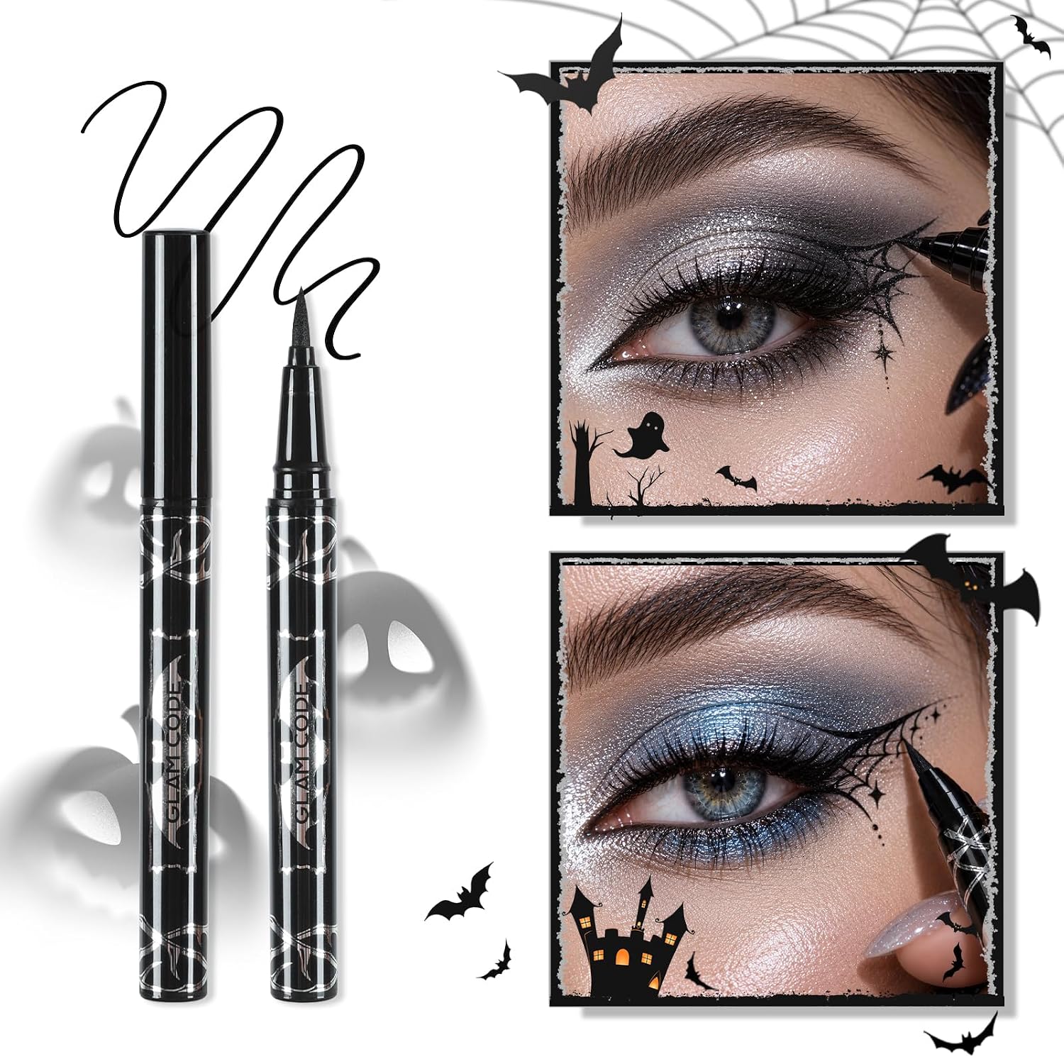 SET DE MAQUILLAJE GLAM CODE GOTH CON SOMBRA GRIS, DELINEADOR, PESTAÑAS POSTIZAS - 5