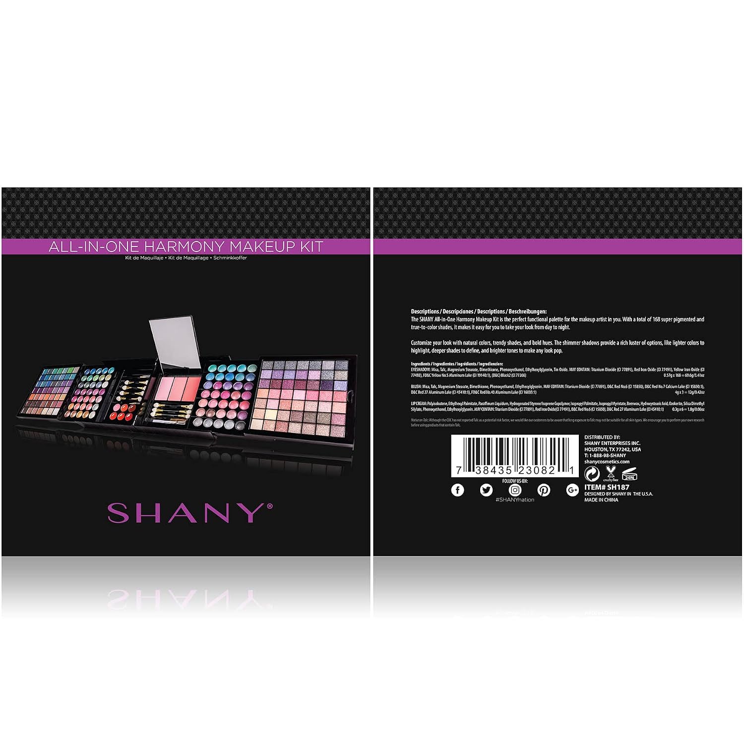 SET DE MAQUILLAJE SHANY ALL IN ONE HARMONY CON 168 SOMBRAS, BLUSH, GLOSS Y BROCHAS - 3