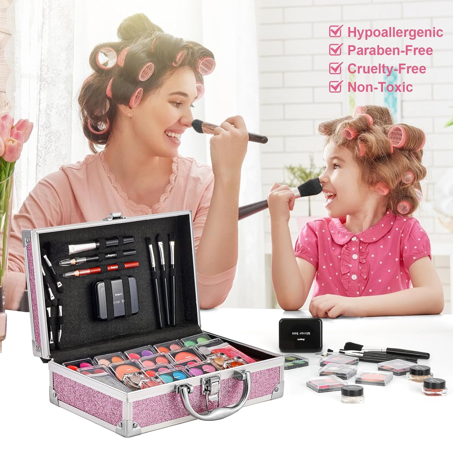 SET DE MAQUILLAJE PARA NIÑAS ANPRO 10-12 AÑOS CON ESTUCHE MORADO - 4