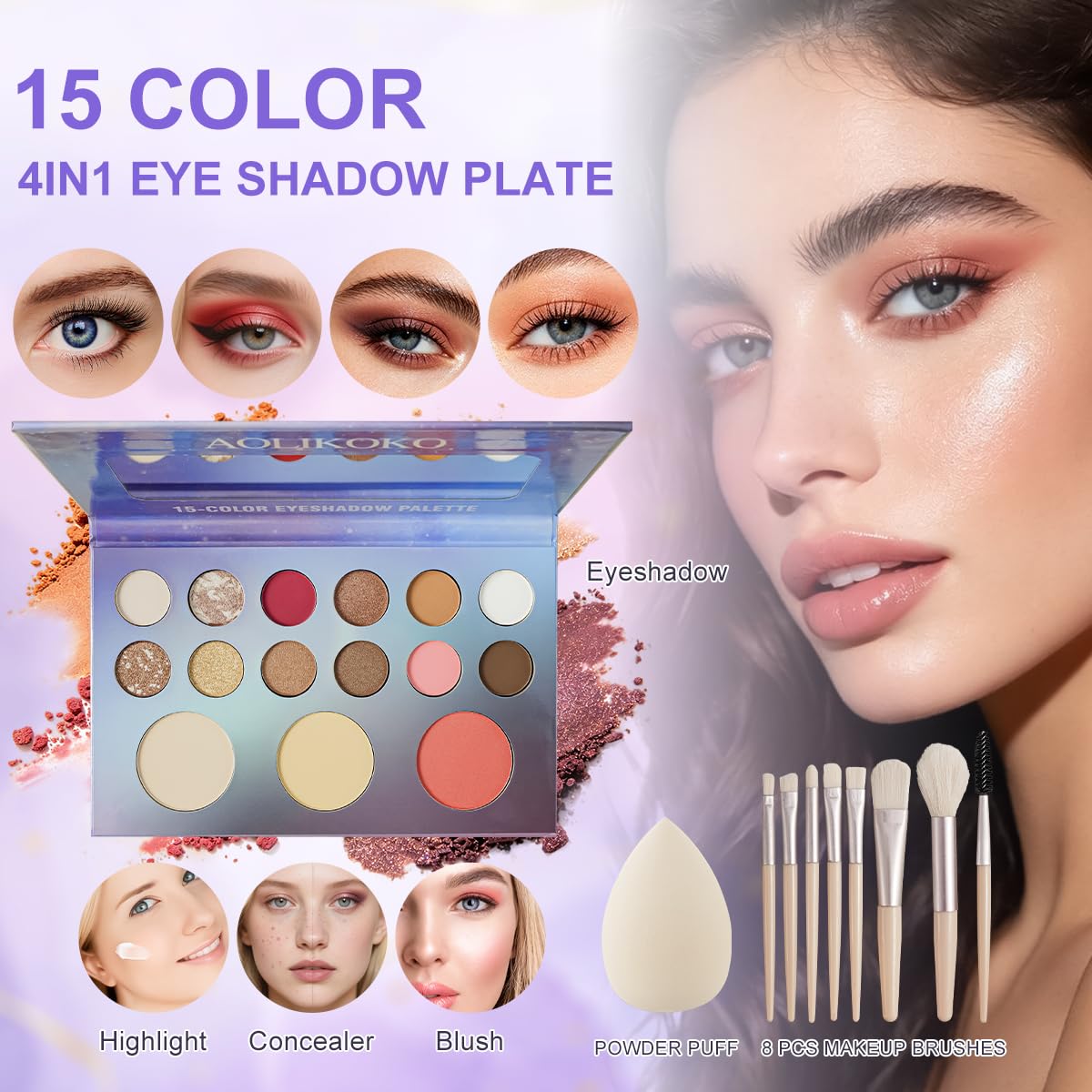 SET DE MAQUILLAJE COMPLETO AOLIKOKO HZB-083 PARA MUJER - 3