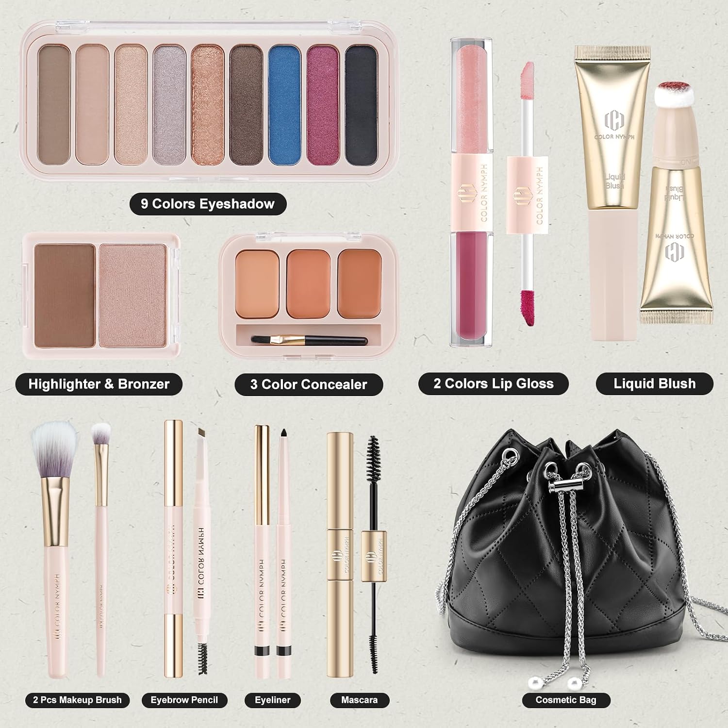 SET DE MAQUILLAJE COLOR NYMPH PARA ADOLESCENTES Y MUJERES CON ESTUCHE DE VIAJE 03 - 2