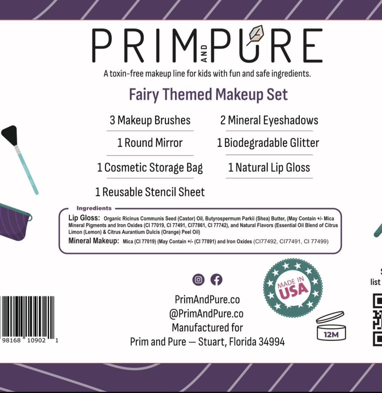 SET DE MAQUILLAJE INFANTIL PRIM AND PURE KIDS FAIRY PURPLE - 2