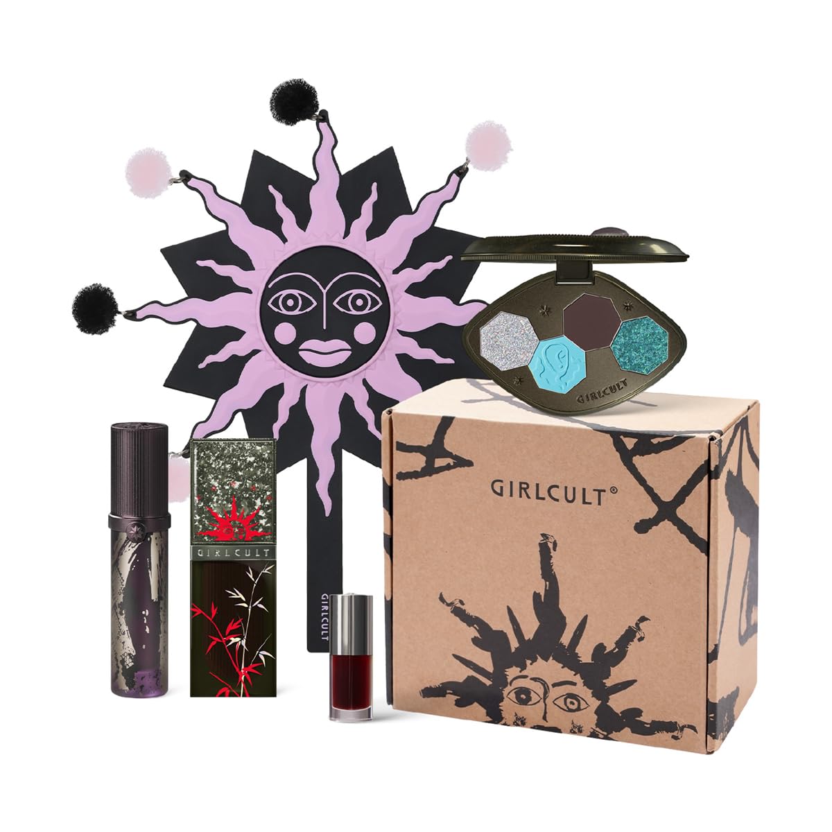 SET DE MAQUILLAJE GIRLCULT 5 PIEZAS SOMBRAS AZUL Y MORADO CON LABIOS - 1