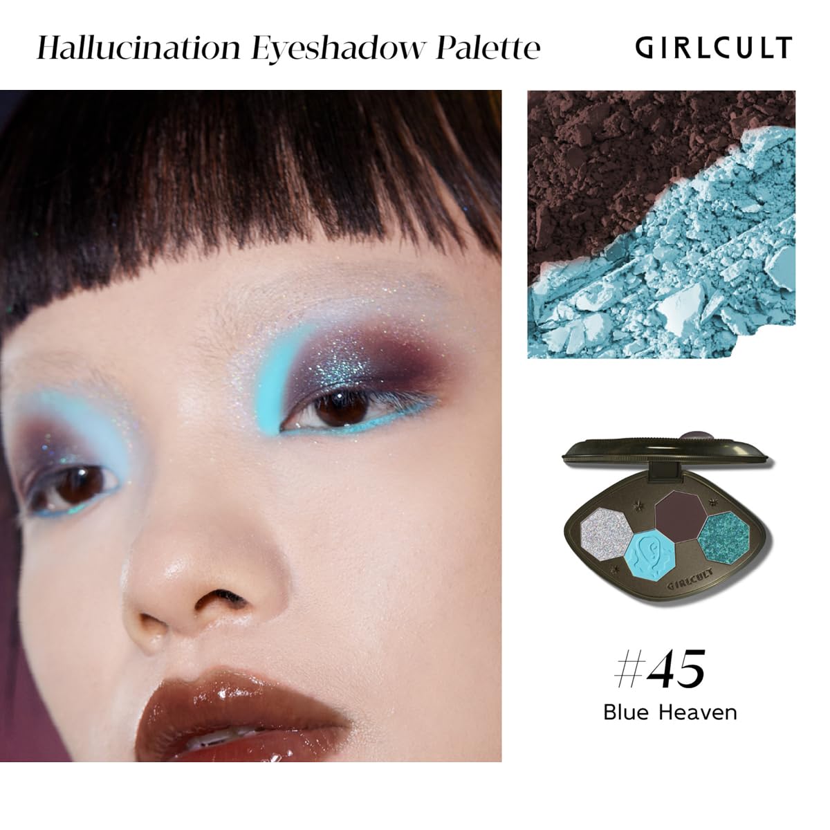 SET DE MAQUILLAJE GIRLCULT 5 PIEZAS SOMBRAS AZUL Y MORADO CON LABIOS - 3