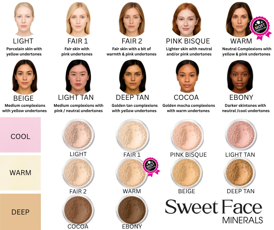 SET DE MAQUILLAJE MINERAL SWEET FACE MINERALS 16 PIEZAS CON 10 BROCHAS TAMAÑO VIAJE TONO CÁLIDO - 3