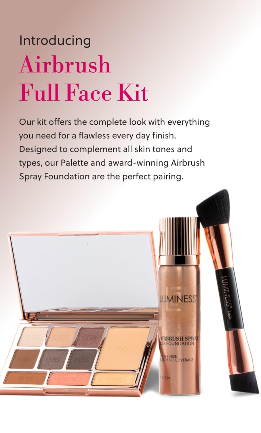 SET DE MAQUILLAJE LUMINESS COMPLETE MAKEUP KIT 4 PIEZAS TONO FAIR - 2
