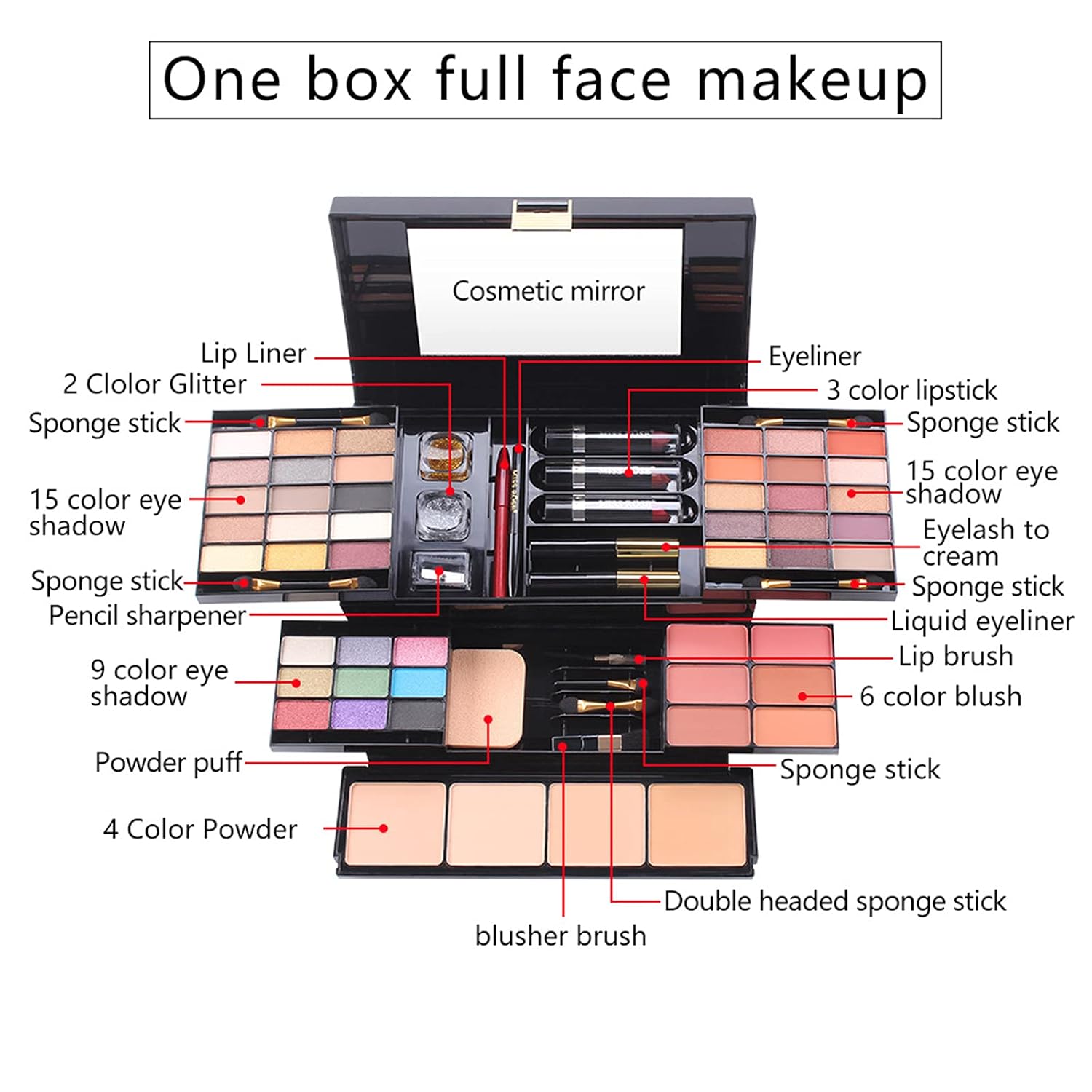 SET DE MAQUILLAJE PURE VIE ALL IN ONE 39 SOMBRAS 6 BLUSH 4 POLVOS COMPACTOS - 3