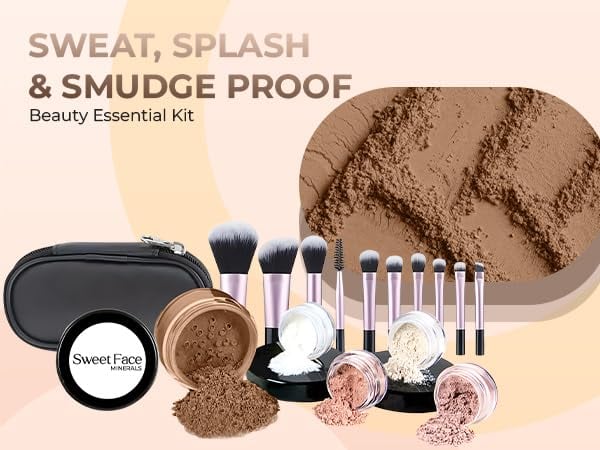 SET DE MAQUILLAJE MINERAL SWEET FACE MINERALS 16 PIEZAS CON 10 BROCHAS TAMAÑO VIAJE COLOR CACAO - 5