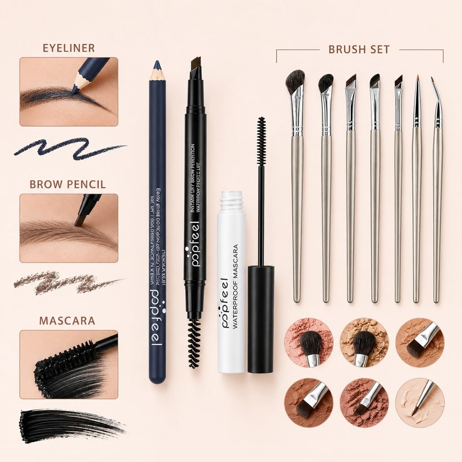 SET DE MAQUILLAJE CON PALETA DE 40 SOMBRAS MOOGLAMOR COLOR ROSA CLARO - 4