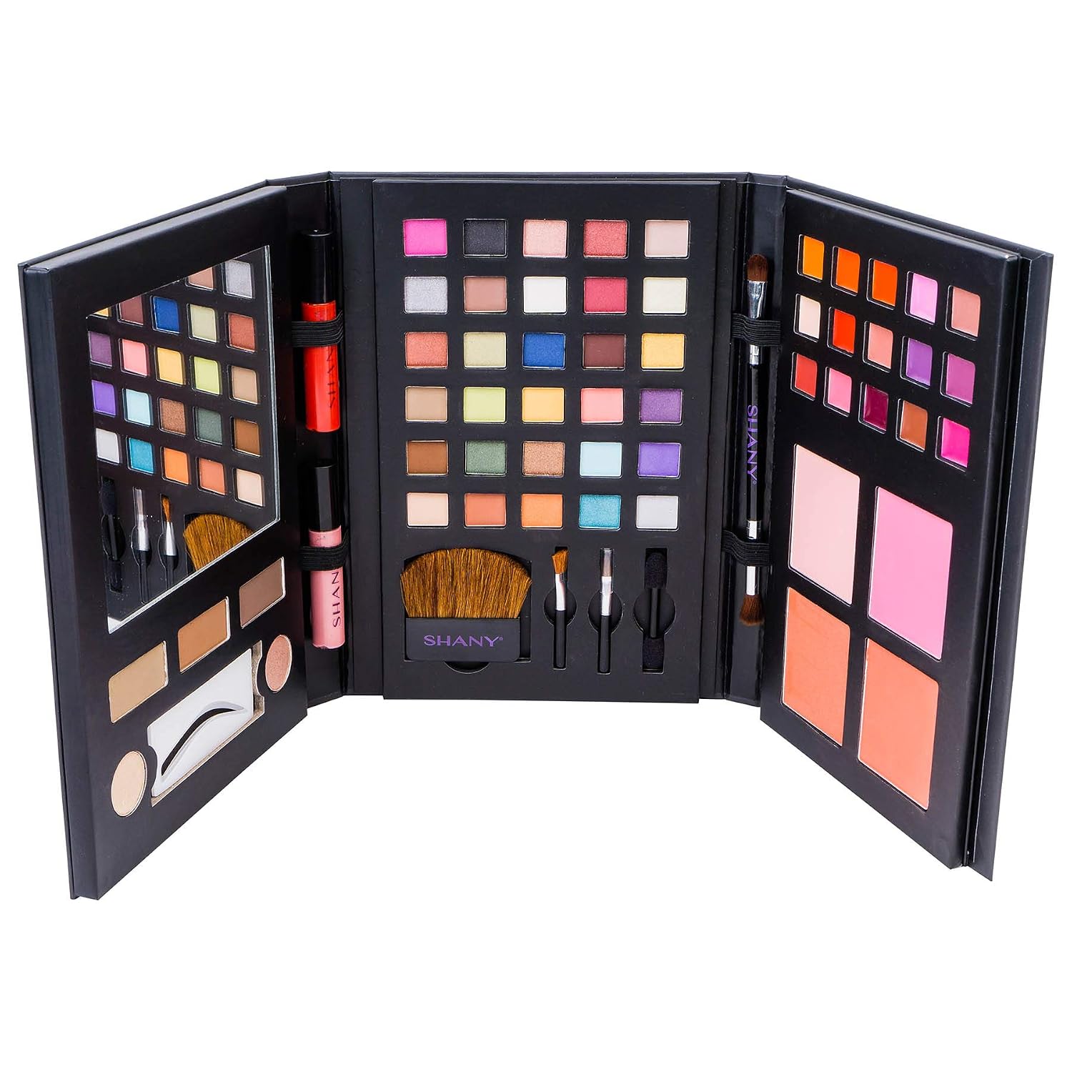 SET DE MAQUILLAJE SHANY LUXE BOOK CON 30 SOMBRAS, 15 LABIALES, 5 BROCHAS Y ESPEJO - 5