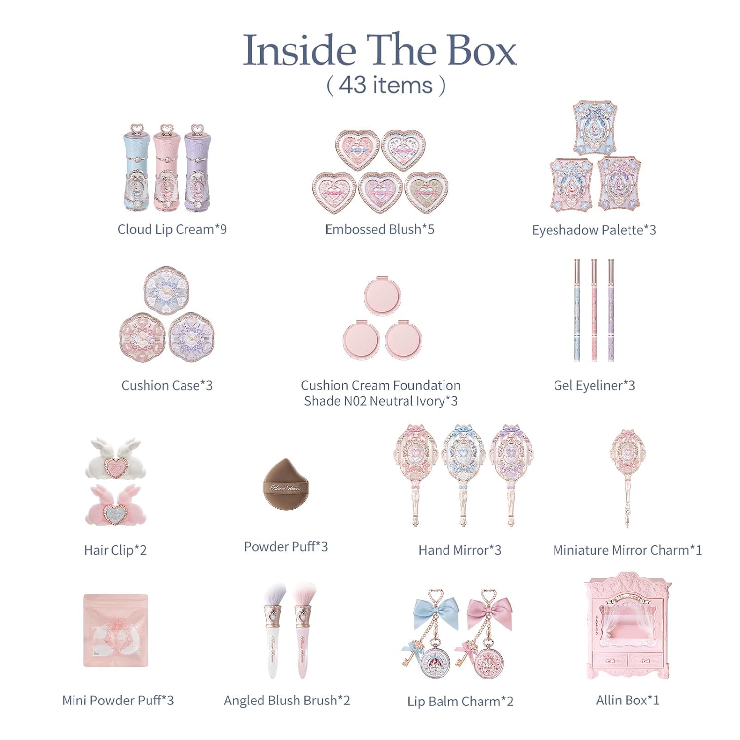 SET DE MAQUILLAJE FLOWER KNOWS BUNNY GARDEN ALL-IN 40 PIEZAS - 2