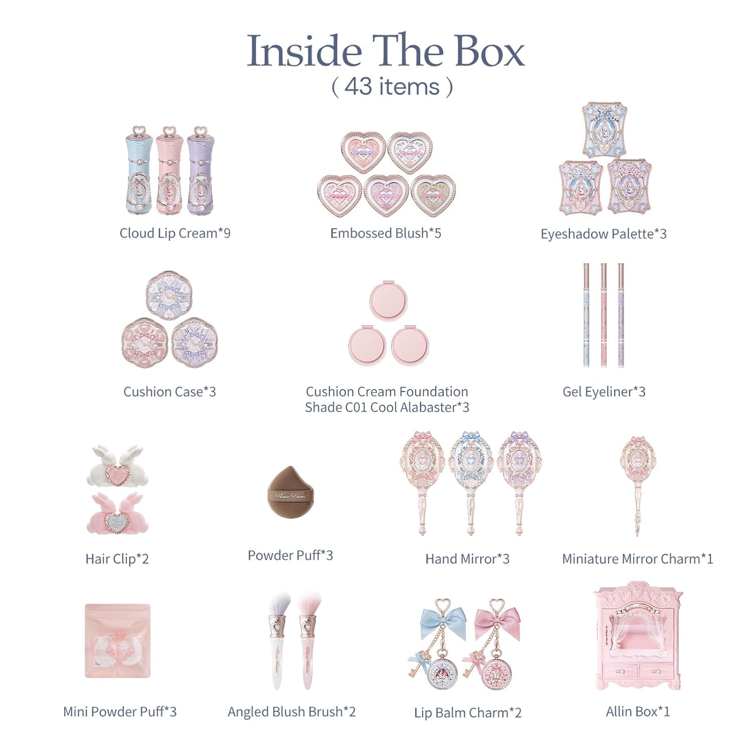 SET DE MAQUILLAJE FLOWER KNOWS BUNNY GARDEN ALL-IN 40 PIEZAS - 2