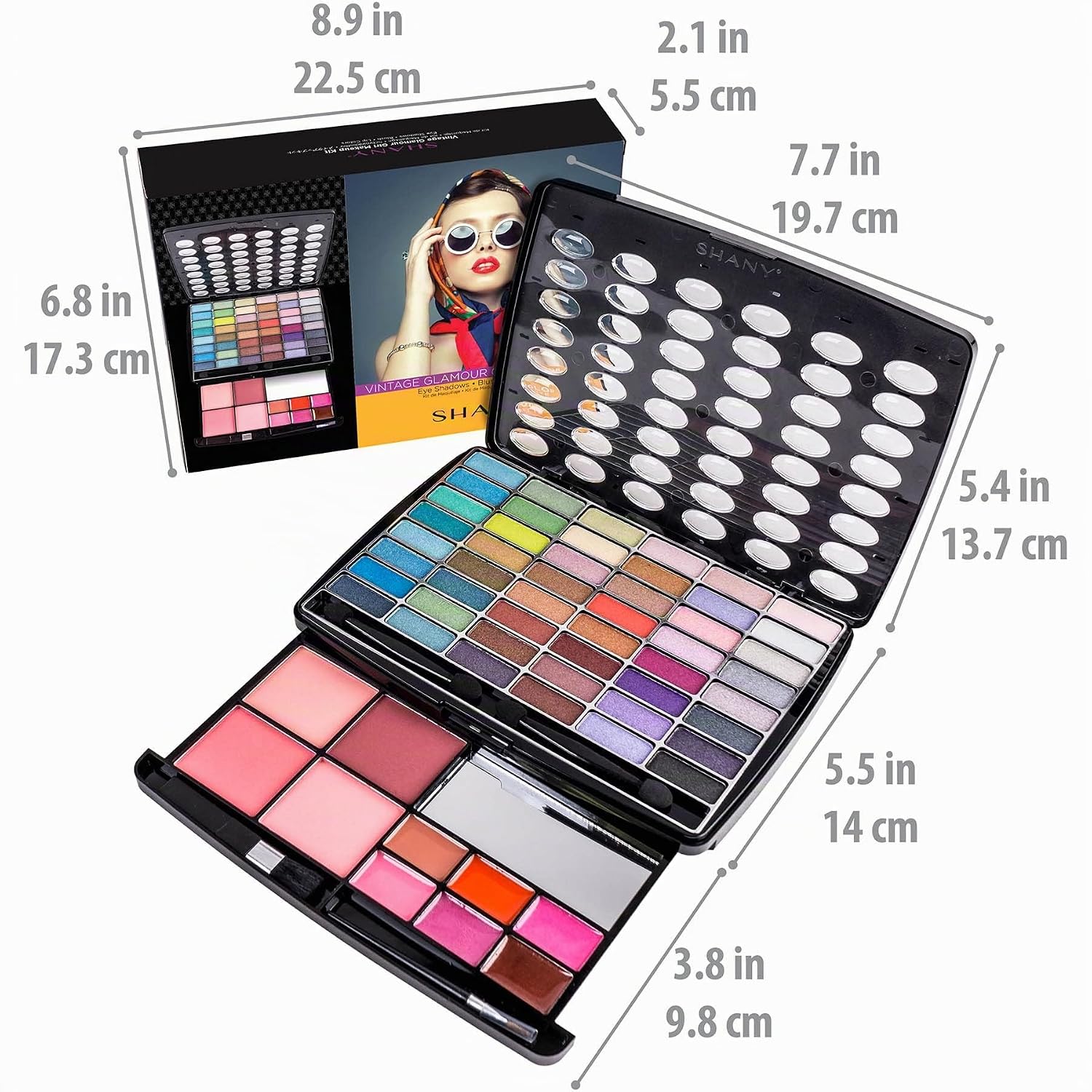 SET DE MAQUILLAJE SHANY GLAMOUR GIRL CON PALETA DE SOMBRAS, RUBORES, LABIALES Y ESPEJO - 4