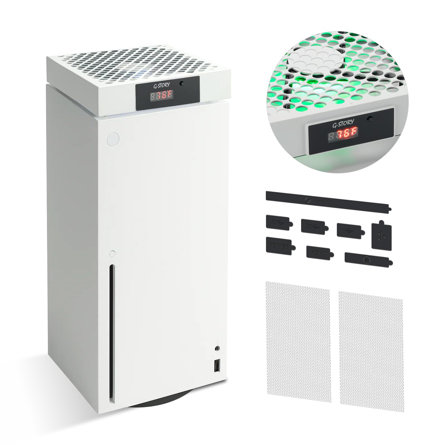 VENTILADOR DE ENFRIAMIENTO G-STORY PARA XBOX SERIES X CON AJUSTE AUTOMÁTICO DE VELOCIDAD Y PANTALLA DE TEMPERATURA BLANCO - 1
