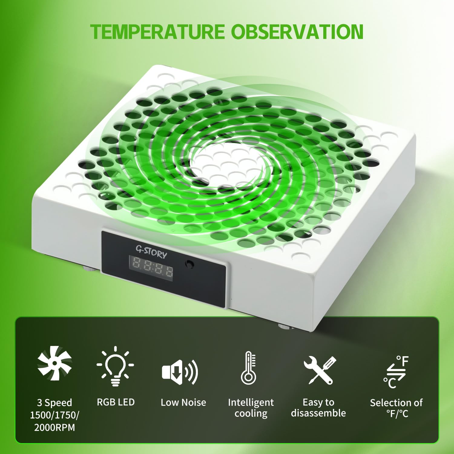 VENTILADOR DE ENFRIAMIENTO G-STORY PARA XBOX SERIES X CON AJUSTE AUTOMÁTICO DE VELOCIDAD Y PANTALLA DE TEMPERATURA BLANCO - 3