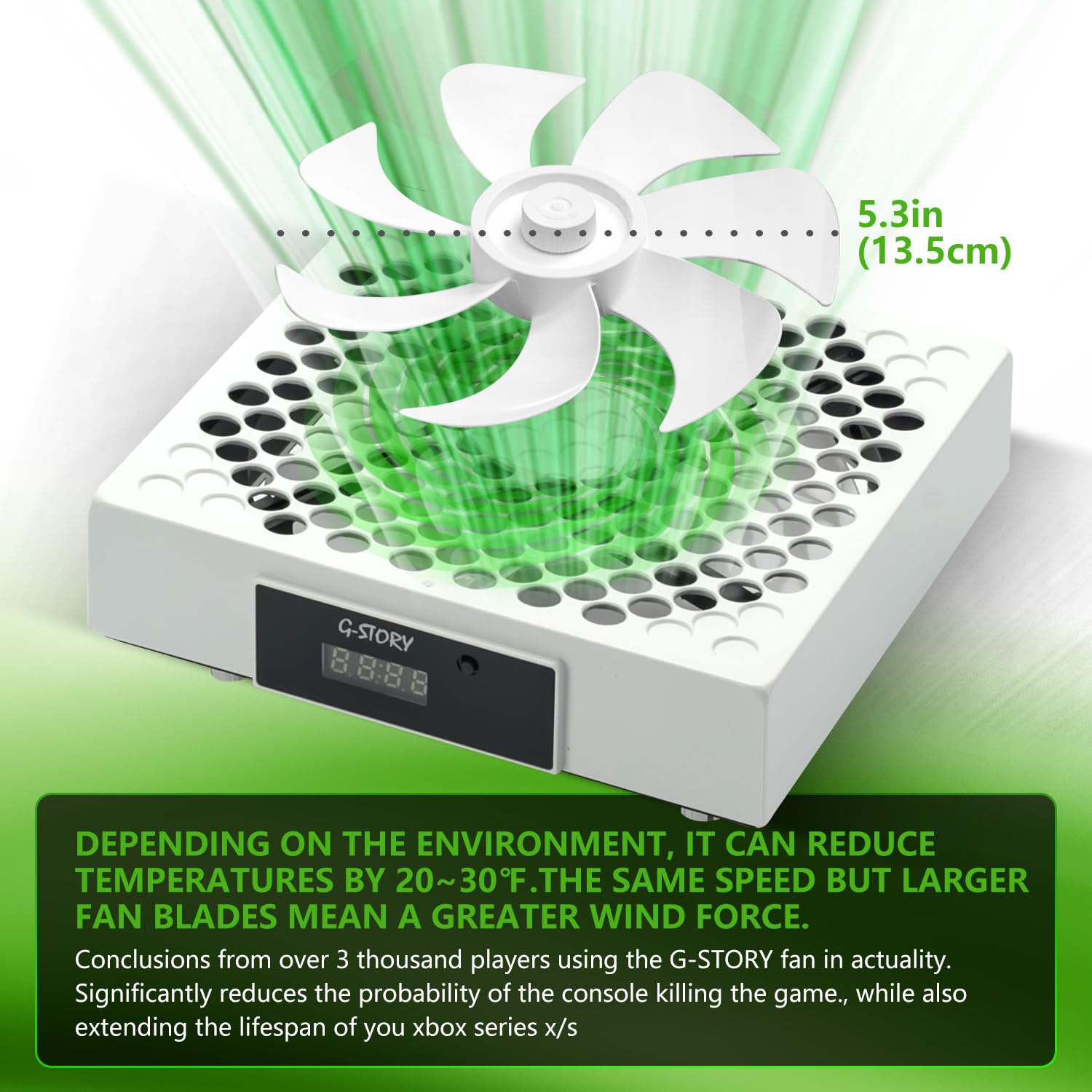 VENTILADOR DE ENFRIAMIENTO G-STORY PARA XBOX SERIES X CON AJUSTE AUTOMÁTICO DE VELOCIDAD Y PANTALLA DE TEMPERATURA BLANCO - 4