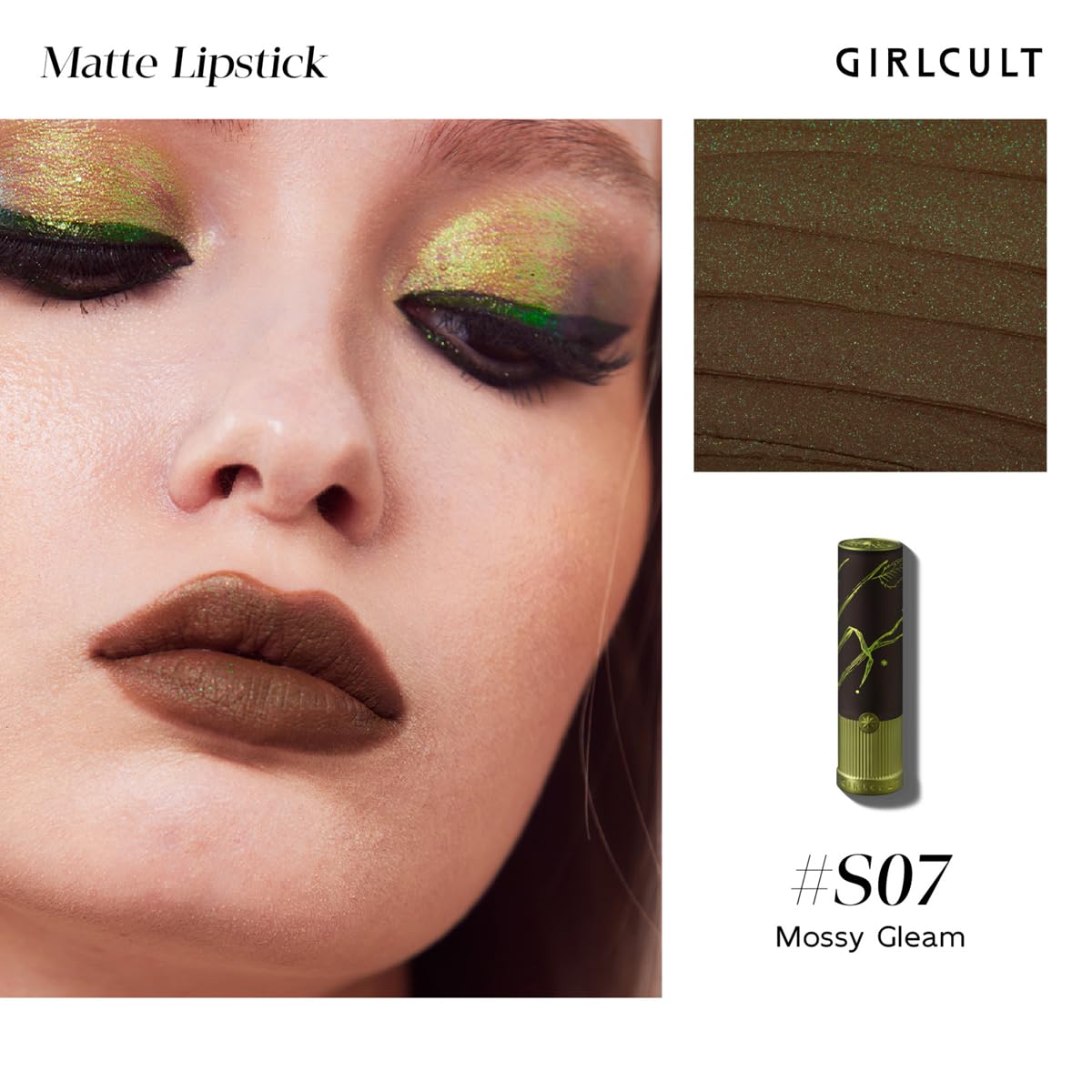 SET DE MAQUILLAJE GIRLCULT 5 PIEZAS SOMBRAS VERDES Y MARRONES CON LABIOS - 4