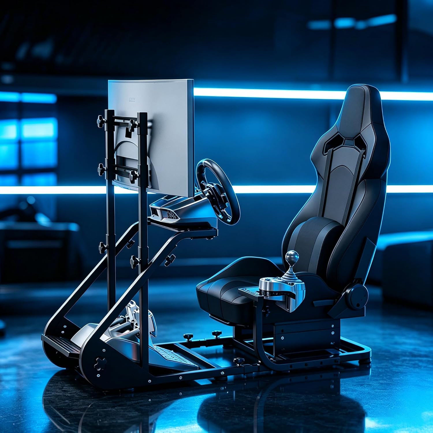 COCKPIT PARA SIMULADOR DE CARRERAS HPTMESX CON SOPORTE PARA MONITOR - 1