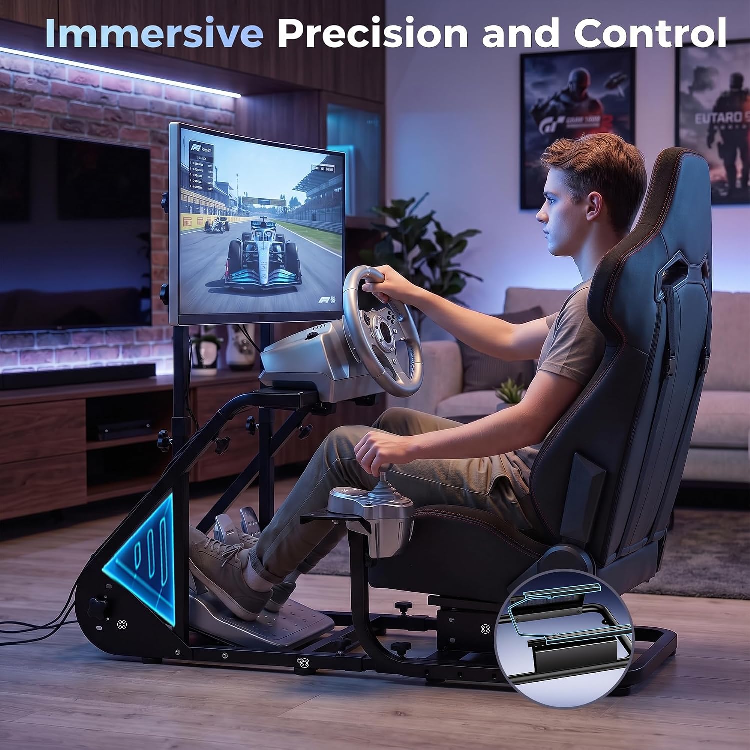 COCKPIT PARA SIMULADOR DE CARRERAS HPTMESX CON SOPORTE PARA MONITOR - 3