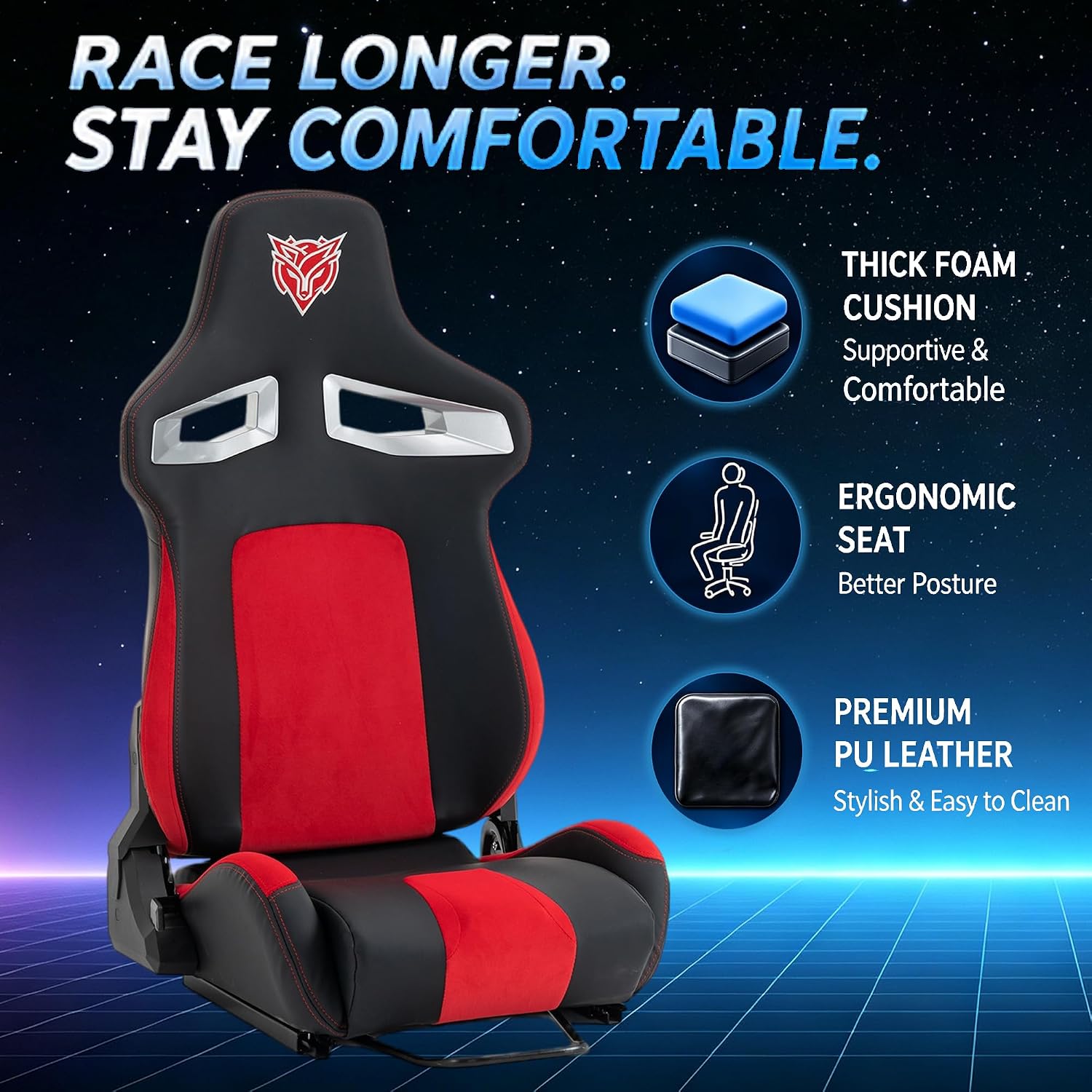 COCKPIT PARA SIMULADOR DE CARRERAS HPTMESX CON ASIENTO Y SOPORTE AJUSTABLE PARA MONITOR COMPATIBLE CON PC, PS5 Y XBOX - 5