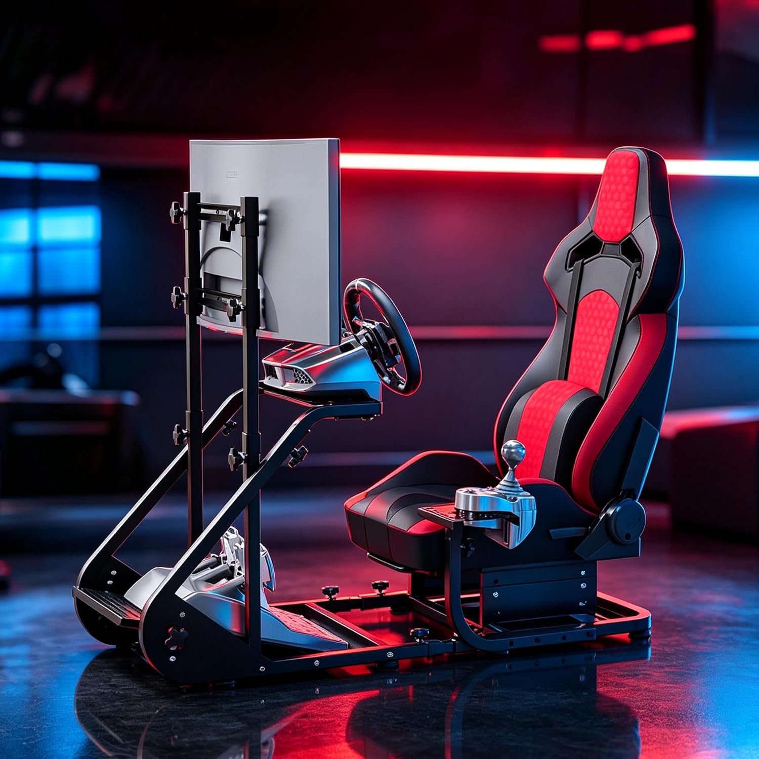 COCKPIT PARA SIMULADOR DE CARRERAS HPTMESX CON SOPORTE PARA MONITOR - 1