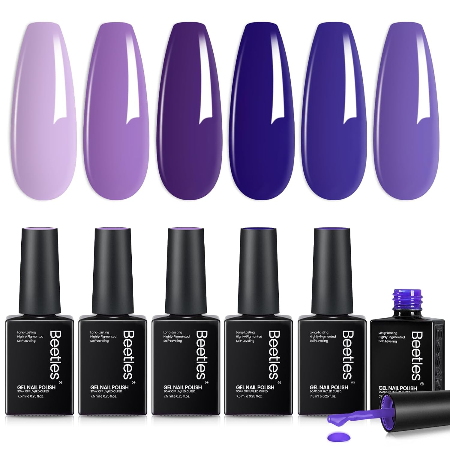 ESMALTES EN GEL BEETLES PURPLE SET MORADO Y AZUL OSCURO - 1