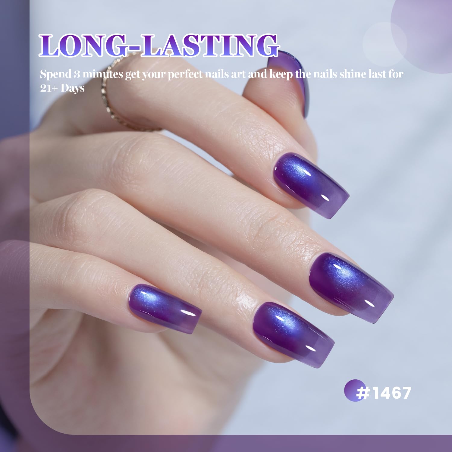ESMALTE EN GEL RARJSM GRAPE PURPLE CAT EYE 15ML CON IMÁN - 2