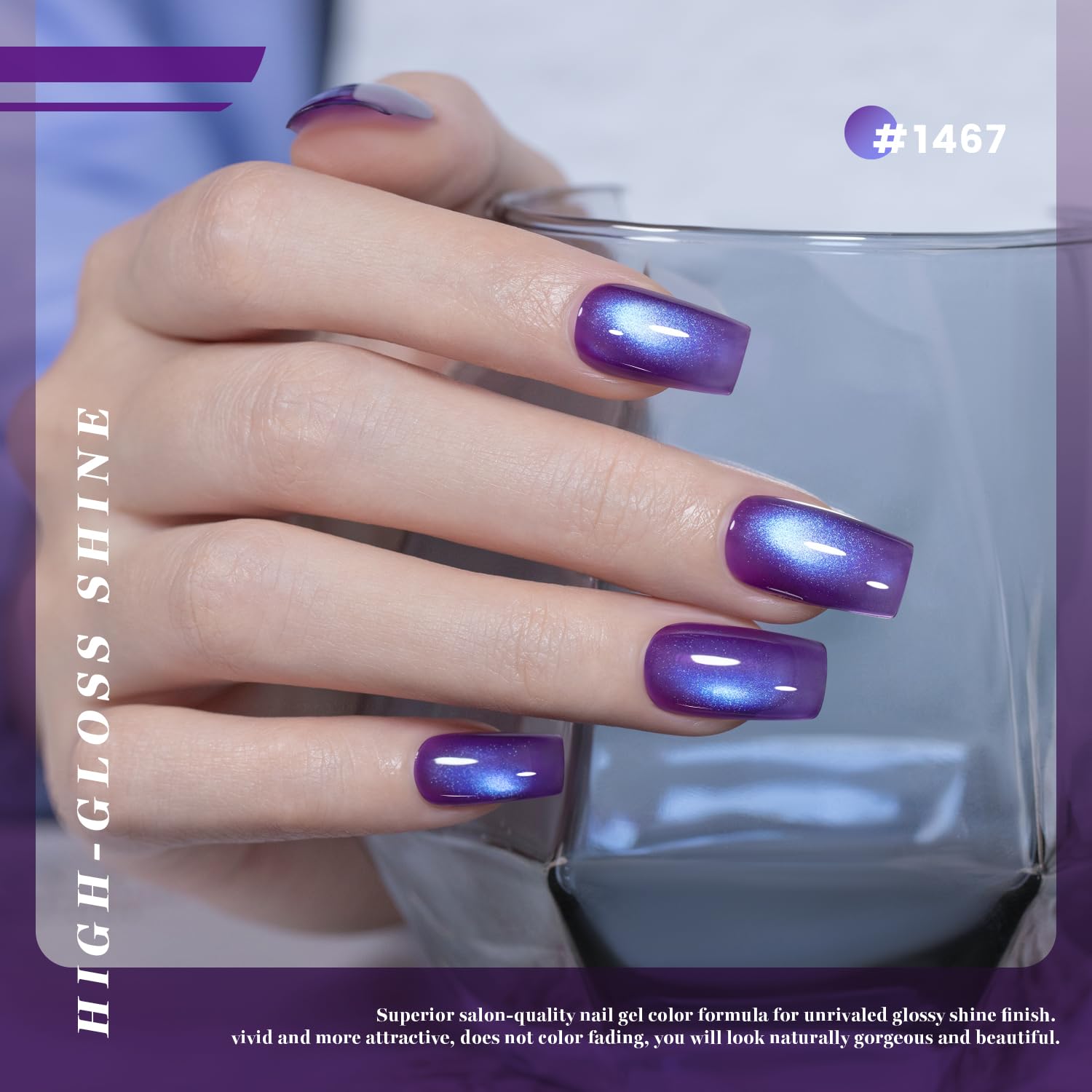 ESMALTE EN GEL RARJSM GRAPE PURPLE CAT EYE 15ML CON IMÁN - 3