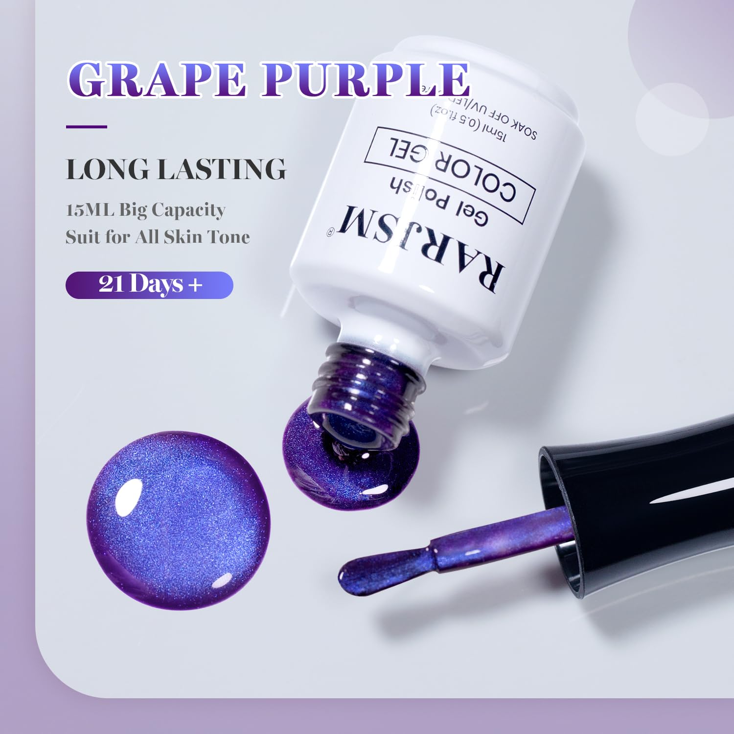 ESMALTE EN GEL RARJSM GRAPE PURPLE CAT EYE 15ML CON IMÁN - 5