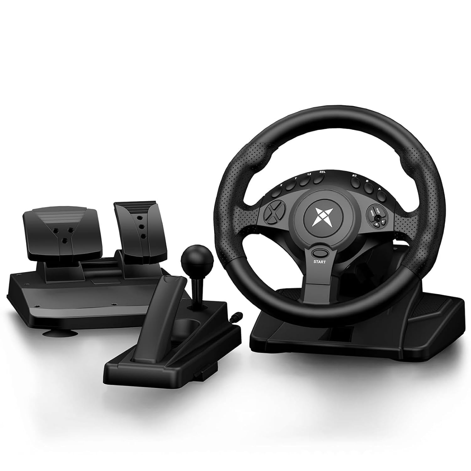 VOLANTE PARA PC NBCP F9 CON PALANCA SECUENCIAL Y PEDAL LINEAL - 1