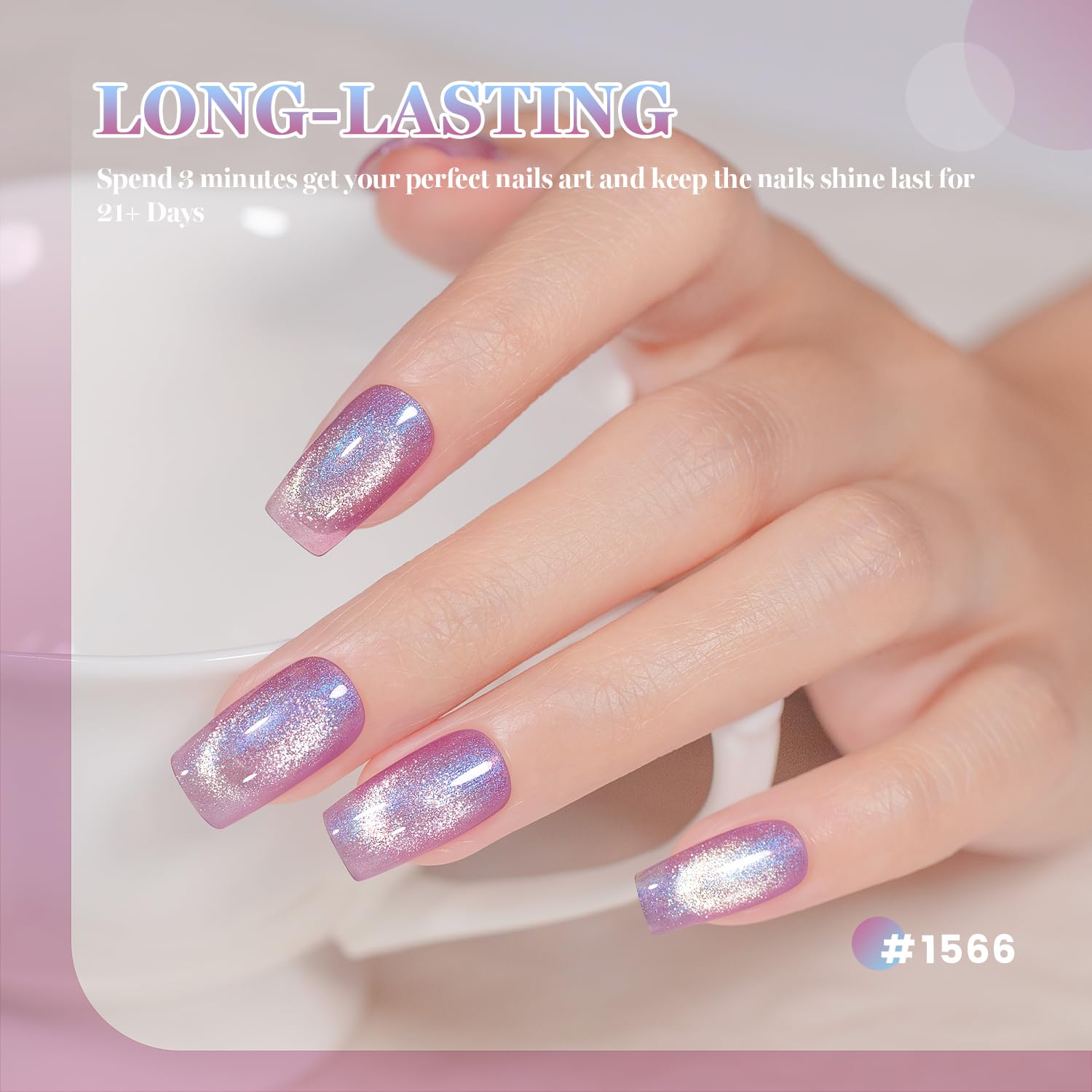 ESMALTE DE UÑAS GEL RARJSM PURPLE BLUE DIAMOND CAT EYE 15ML CON IMÁN - 2