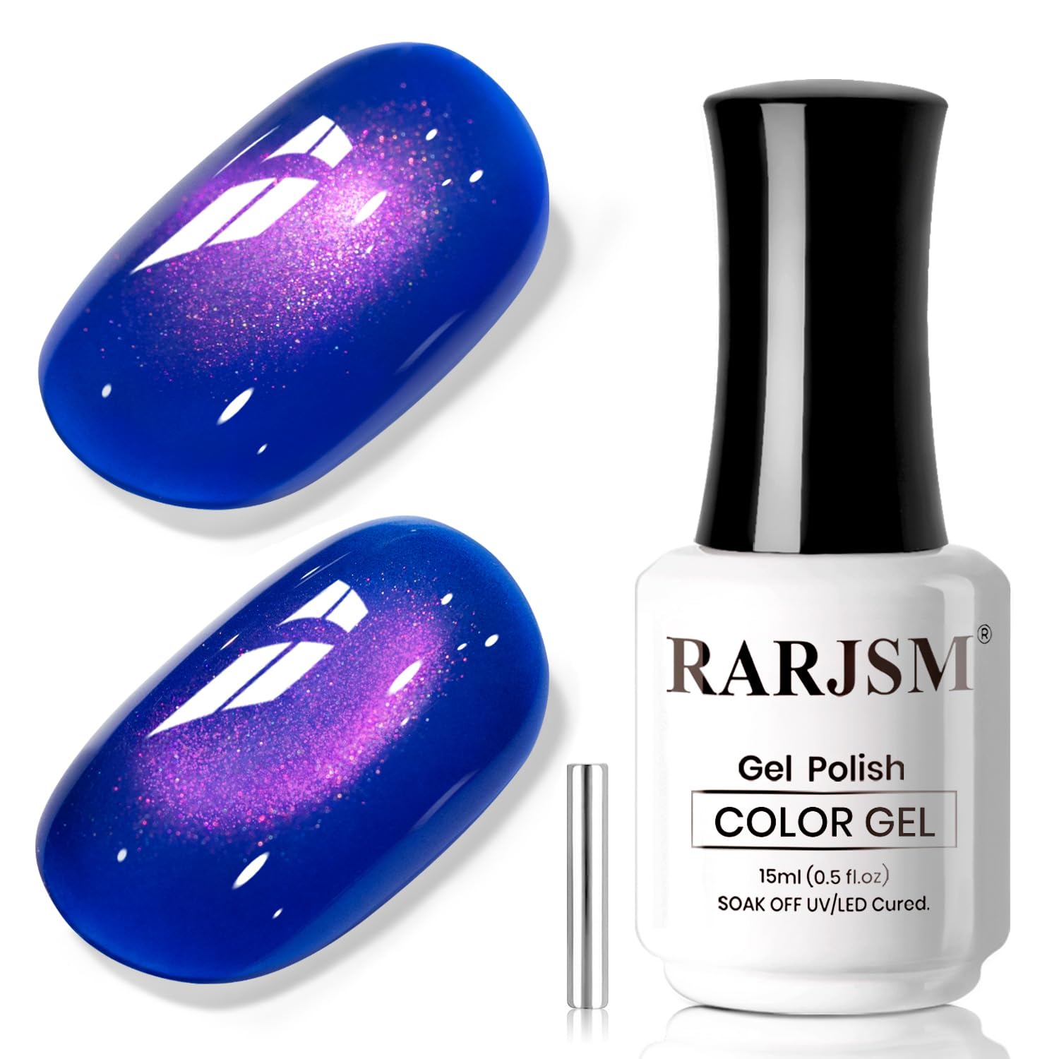 ESMALTE EN GEL RARJSM OCEAN BLUE PURPLE CAT EYE 15ML CON IMÁN - 1