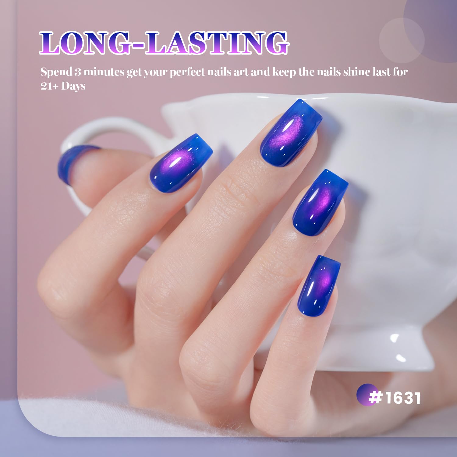 ESMALTE EN GEL RARJSM OCEAN BLUE PURPLE CAT EYE 15ML CON IMÁN - 2
