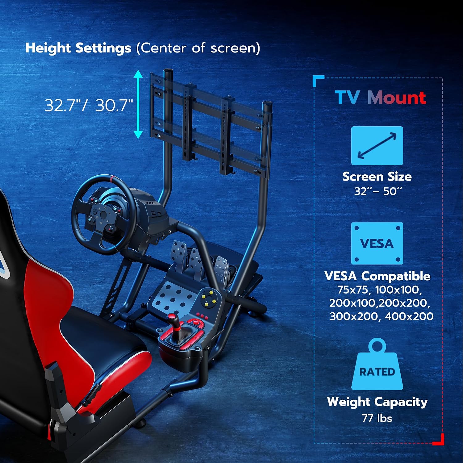 COCKPIT PARA SIMULADOR DE CARRERAS ARES WING CON SOPORTE PARA TV - 5