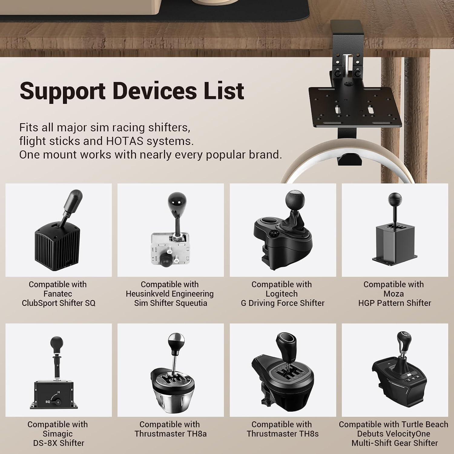 SOPORTE PARA PALANCA DE CAMBIOS SILVIP COMPATIBLE CON LOGITECH Y THRUSTMASTER CON PORTA AURICULARES - 3